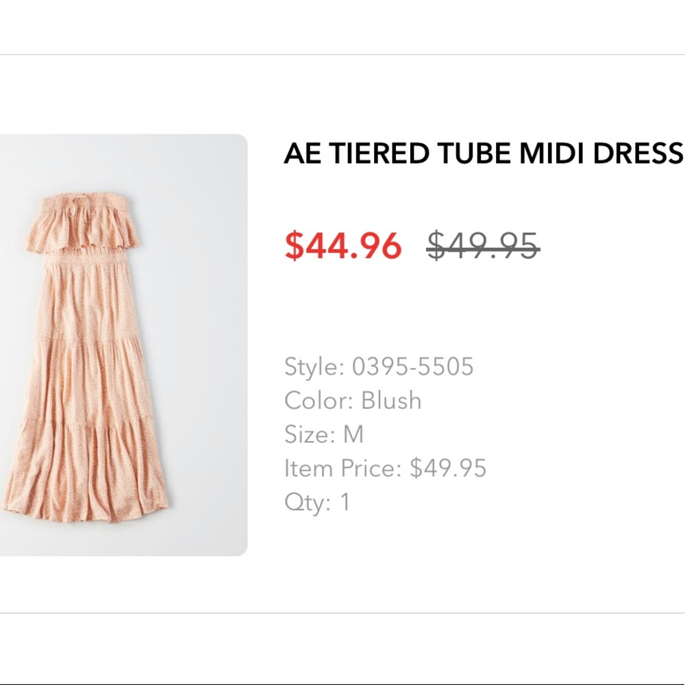 NWT AE tiered tube midi dress